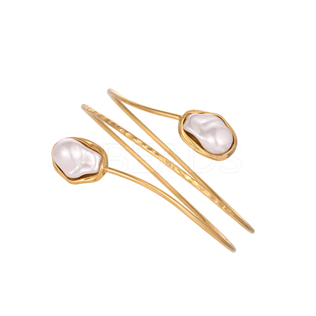 304 Stainless Steel & Imitaiton Pearl Upper Arm Cuff SA-OY003-33G-1