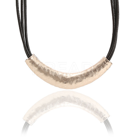 Alloy Curved Tube Pendant Black Cord Multi-strand Necklaces for Women FS-WGCA1C9-02-1