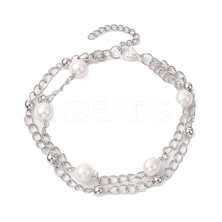 8mm Round Shell Pearl Bead Multi-Strand Bracelets BJEW-JB10315-1