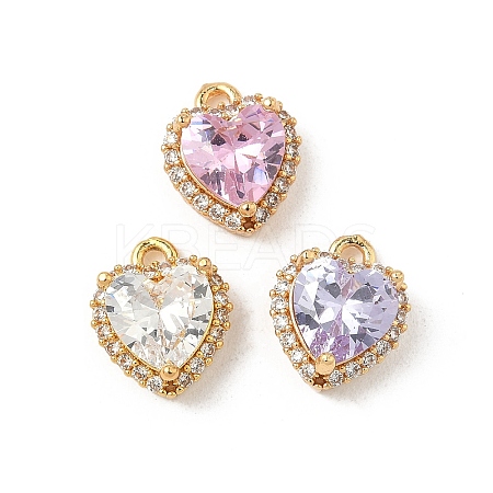 Brass Micro Pave Cubic Zirconia Pendants KK-S531-01G-1