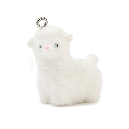 Animal Flocking Opaque Resin Pendants RESI-I353-01P-02-1