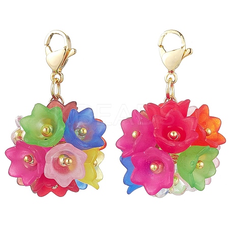 Hydrangea Flower Acrylic Pendant Decoration HJEW-TA00294-1