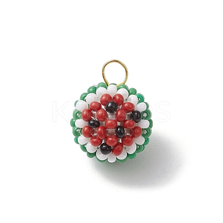 Glass Seed Beaed Watermelon  Pendants PALLOY-MZ00565-1