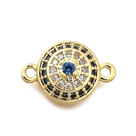 Brass Micro Pave Blue and Clear Cubic Zirconia Connector Charms KK-P336-13G-1