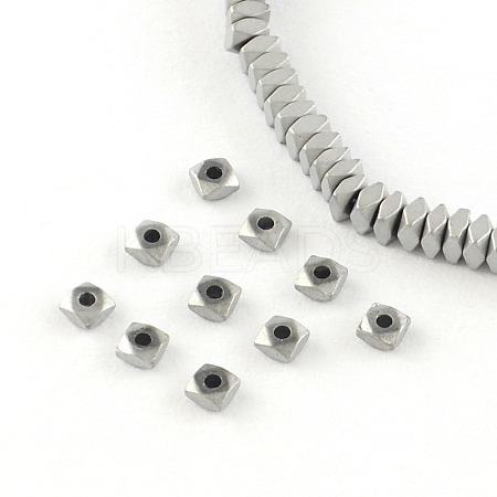 Square Electroplated Non-magnetic Synthetic Hematite Bead Spacers G-R259-76G-1