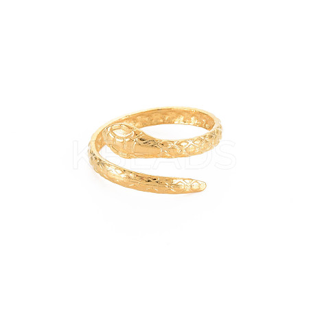 Ion Plating(IP) 304 Stainless Steel Snake Wrap Open Cuff Ring for Women RJEW-S405-218G-1
