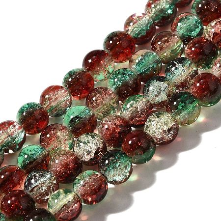Christmas Theme Crackle Glass Beads Strands X1-CCG-C002-8mm-04-1