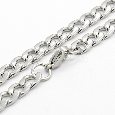 Tarnish Resistant Men's 304 Stainless Steel Curb Chain Necklaces LS-STAS-O037-77P-1