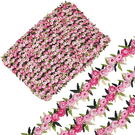 15 Yards Flower Polyester Embroidery Lace Ribbon OCOR-WH0070-77A-1