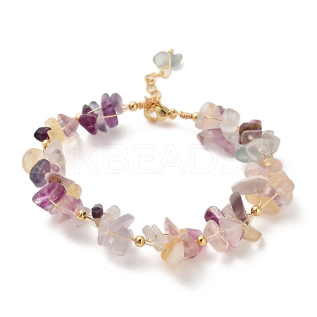 Natural Fluorite Chip Beaded Bracelets for Women BJEW-F478-01C-1
