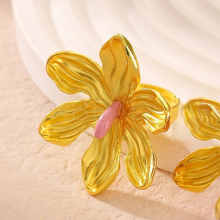 Adjustable Alloy Flower Finger Rings for Women RJEW-B124-01B-1