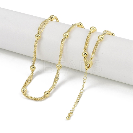 Rack Plating Brass Ball Link Chain Necklaces for Women NJEW-K382-05G-1