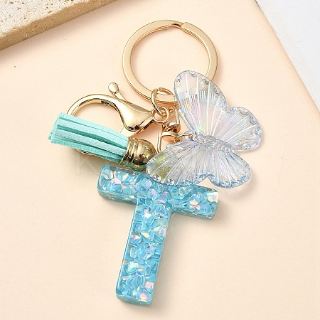 Resin & Acrylic & Faux Suede Tassel Keychain KEYC-YW00117-20-1