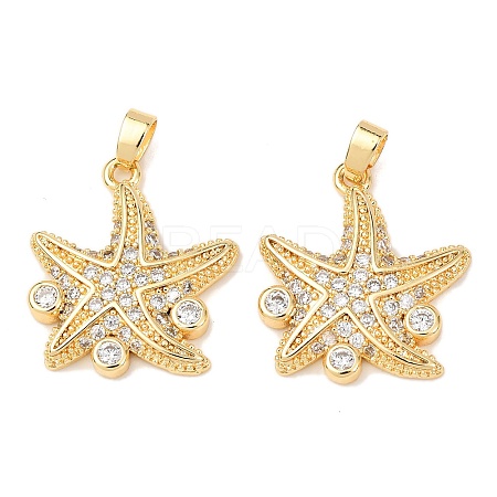 Brass Micro Pave Clear Cubic Zirconia Pendants KK-G543-09G-03-1