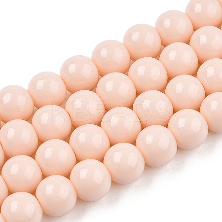 Opaque Solid Color Glass Beads Strands X-GLAA-T032-P8mm-09-1