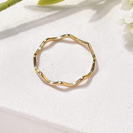 304 Stainless Steel Wave Finger Rings RJEW-I110-01G-1