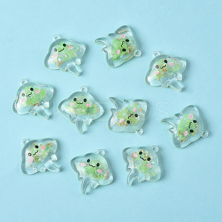 10Pcs Luminous Transparent Resin Pendants RESI-YW0004-44B-1