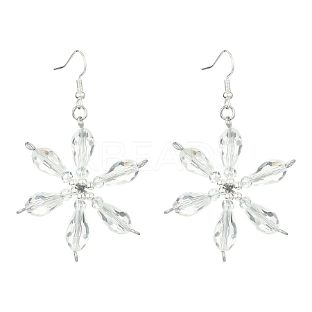 Christmas Snowflake Glass Dangle Earrings EJEW-TA00507-1