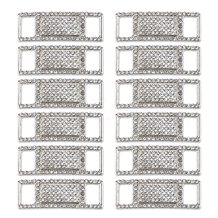 12Pcs Alloy Glass Rhinestone Shoelace Buckle FIND-HS0002-48P-1