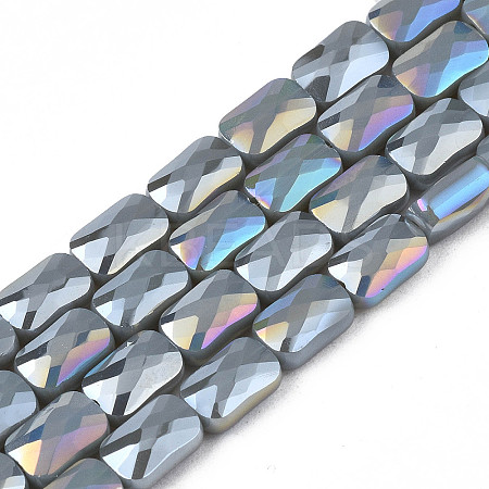 Electroplate Opaque Solid Color Glass Beads Strands X-EGLA-N002-25-A09-1