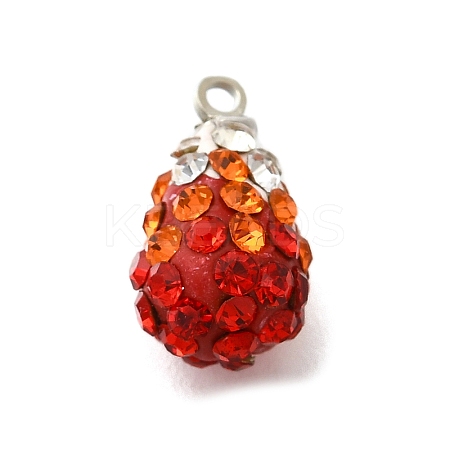 Rhinestone Clay Brass Pendants KK-D295-10P-1