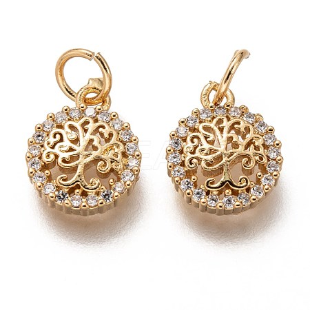Brass Micro Pave Clear Cubic Zirconia Charms ZIRC-C020-69G-1