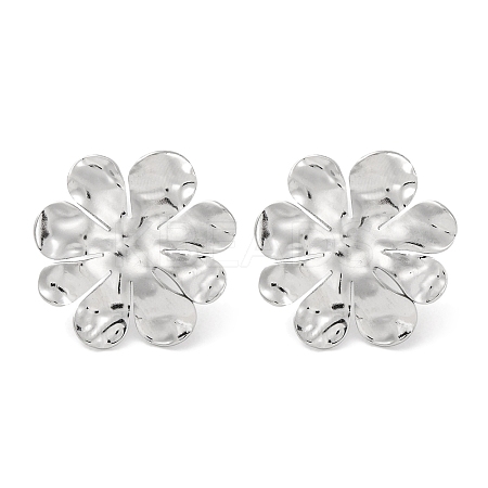 304 Stainless Steel Flower Stud Earrings EJEW-D281-18S-1