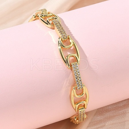 Clear Cubic Zirconia Oval Link Chains Bracelet BJEW-G773-04G-1