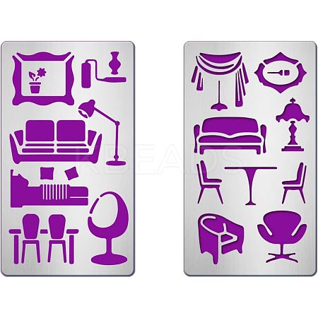 2Pcs 2 Style 304 Stainless Steel Cutting Dies Stencils DIY-FG0001-97-1