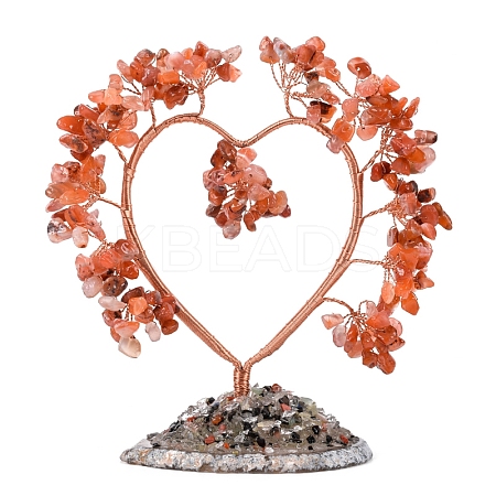 Natural Red Agate Chips Heart Tree Decorations PW-WG86934-02-1