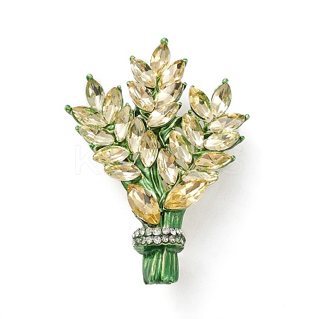 Rhinestone Wheat Brooch Pin JEWB-C003-01-1
