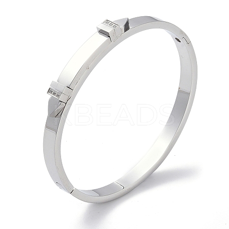 Arrow 304 Stainless Steel with Crystal Rhinestone Hinged Bangles BJEW-G700-03P-1