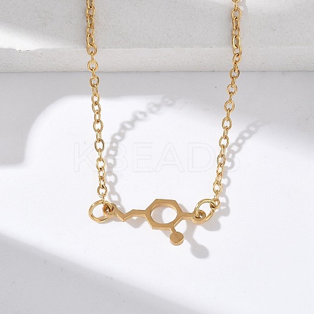 304 Stainless Steel Chemical Symbol Pendant Necklaces NJEW-Z073-03G-02-1