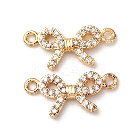 Brass Pave Clear Cubic Zirconia Connector Charms ZIRC-L105-12G-1