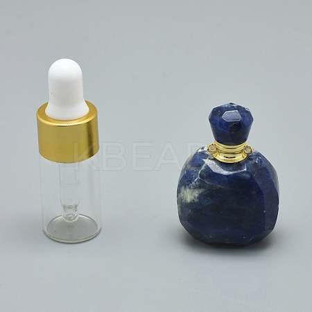 Natural Sodalite Openable Perfume Bottle Pendants G-E556-20C-1