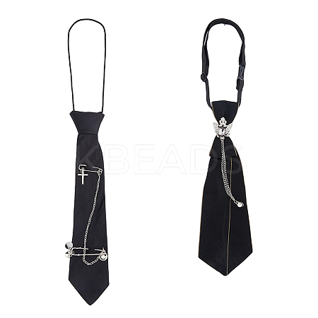 2Pcs 2 Style Polyester Children Suit Necktie AJEW-FG0002-41B-1