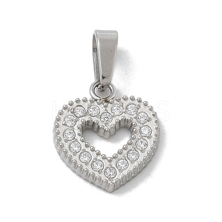 Ion Plating(IP) 304 Stainless Steel Micro Pave Cubic Zirconia Pendants STAS-Z107-06P-01-1