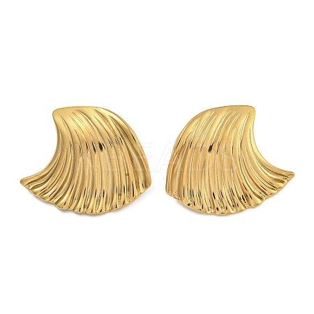 304 Stainless Steel Ocean Wave Stud Earrings for Women EJEW-U022-01G-1
