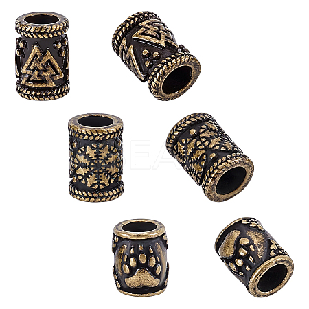 6Pcs 3 Styles 304 Stainless Steel European Beads STAS-UN0044-65-1