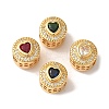 Heart Real 18K Gold Plated Brass Micro Pave Cubic Zirconia European Beads KK-G511-01G-1