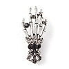 Halloween Theme Rhinestone Skeleton Hand Brooch Pin LS-JEWB-F018-01AS-1