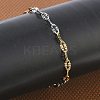 304 Stainless Steel Dapped Chains Bracelets for Women BJEW-D466-08B-GP-1