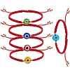 5Pcs 5 Colors Flat Round with Evil Eye Braided Bead Bracelets Set BJEW-SZ0002-18-1