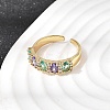 Brass Micro Pave Cubic Zirconia Cuff Rings for Women RJEW-K312-07G-1