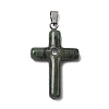 Natural Moss Agate Cross Pendants KK-D021-04D-P-1