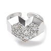 Heart Rack Plating Brass Micro Pave Clear Cubic Zirconia Open Rings RJEW-D020-09P-2