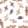 18Pcs 9 Styles Brass Pave Transparent Glass Links/Connectors GLAA-FS0002-35-3