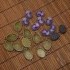 Nickel Free Antique Bronze Alloy Cabochon Connector Settings and 13x18mm Purple Resin Cameo Lady Head Portrait Cabochons Sets DIY-X0081-NF-1