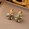 304 Stainless Steel Enamel Hoop Earrings EJEW-Q040-01B-G-1