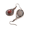 Natural Red Jasper Teardrop Dangle Earrings EJEW-B055-02R-20-2